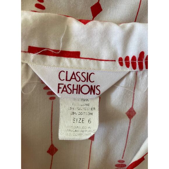 Classic fashions, size 6 red and white button up cotton and polyester blend - Picture 5 of 5